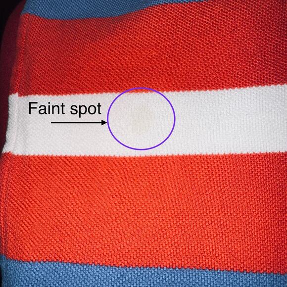 Nike Sportswear Men LG Red Blue White Stripe Polo Shirt Pinwheel Logo Cotton - Picture 8 of 8